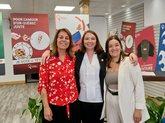 De gauche à droite : France Marion, candidate dans Rouyn-Noranda — Témiscamingue, Joanie Bolduc, candidate dans Abitibi-Ouest, et Sara Germain, candidate dans Abitibi-Est.