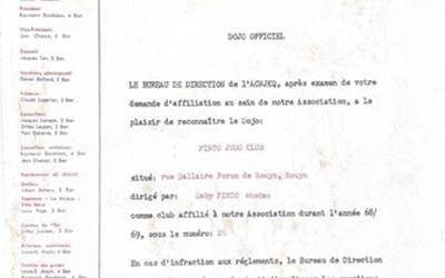 Lettre approuvant la demande de dojo officiel signé par Raymond Damblant, pilier du judo au Canada.