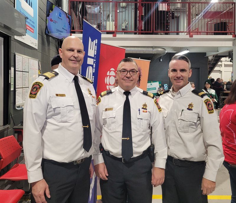 Éric Hébert, Éric Lafleur et Joël Boissonneault Déjeuner des pompiers d'Amos