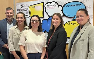 Jason Yergeau, directeur à l’UQAT (par intérim) du campus de Val-d’Or ; Isabelle St-Pierre, intervenante psychosociale et animatrice d’activités au campus de Val-d’Or de l’UQAT ; Mélanie Bernier, responsable du projet au Cégep au campus de Val-d’Or ; Kath