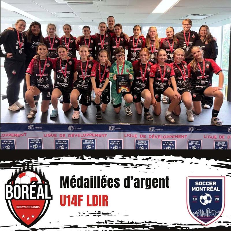 U14 féminin - Boréal Rouyn-Noranda médaillé d’argent dans la Ligue de Soccer de Montréal.