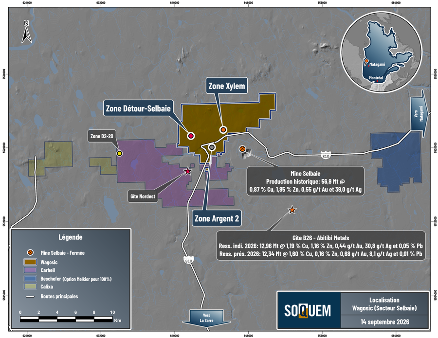 SOQUEM - HARFANG - Projet Wagosic - zone Détour-Selbaie et Argent 2